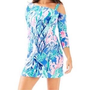 Lilly Pulitzer-  Lori - Jet Stream Beach Off- Shoulder Jersey dress